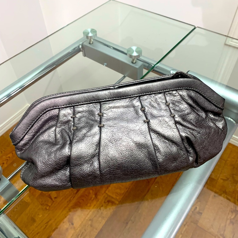 OFFERS??? Gap Grey Metallic zipper Clutch. Excellent Condition